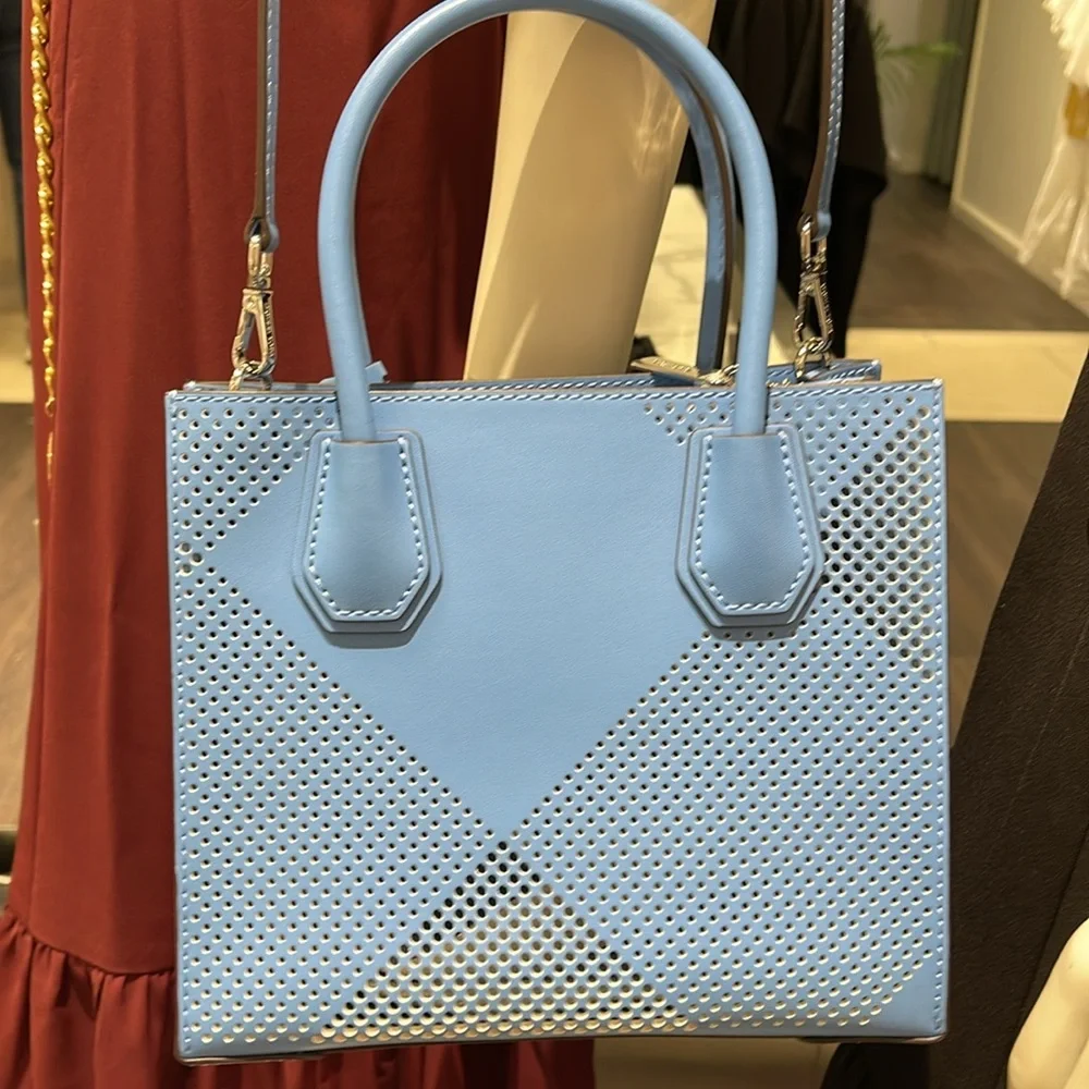 Michael Kors Perforated Leather Tote in Light Blue